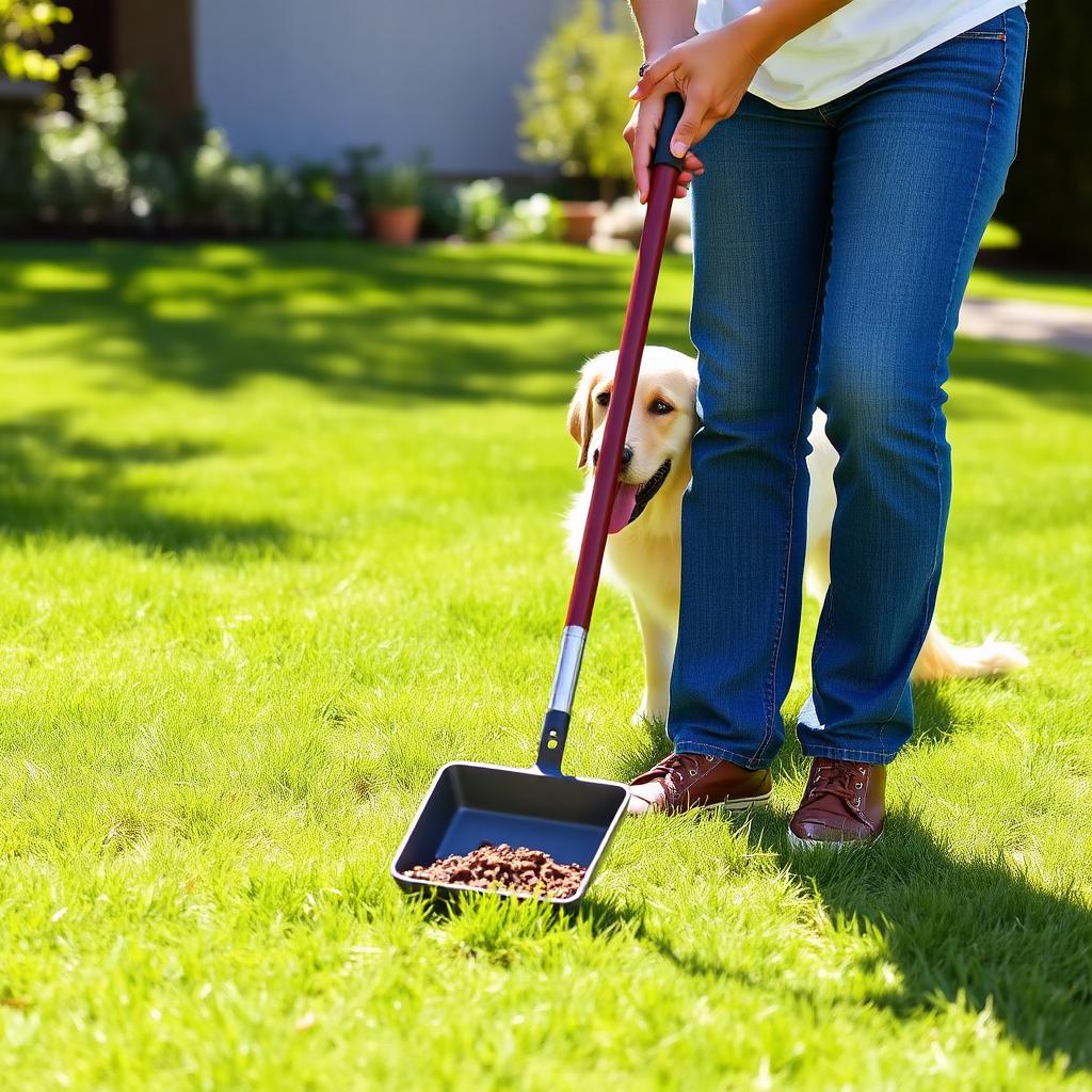 WasteWag technician cleaning a yard